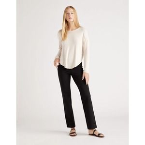 Quince Ultra-Stretch Ponte Straight Leg Pant Black 30" Inseam Career S